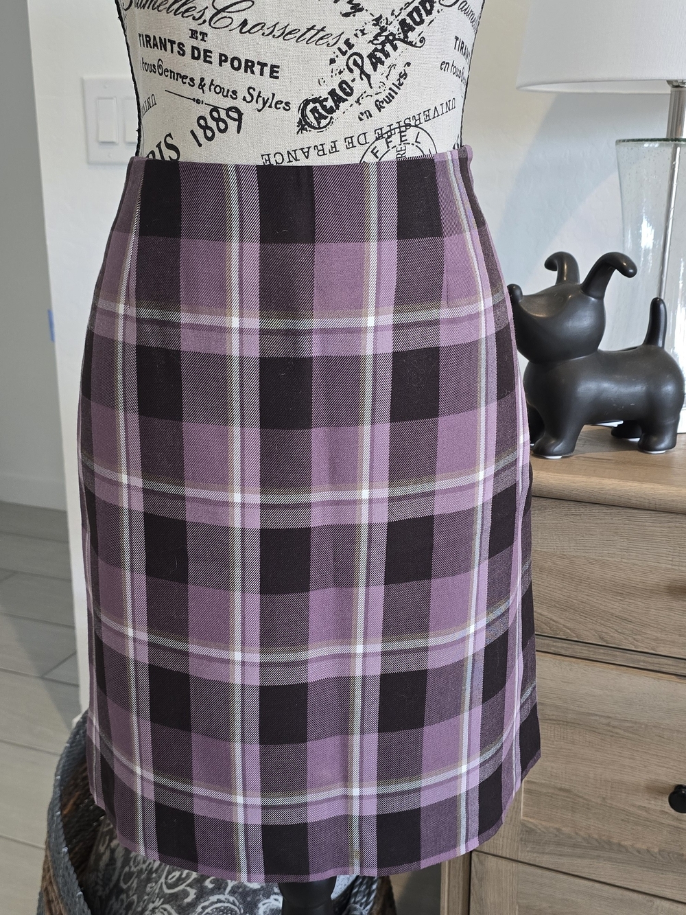 Nine & Co. Purple Plaid Pencil Skirt